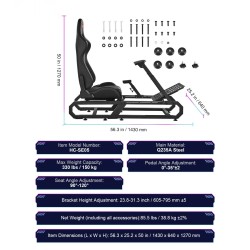 Rattiteline ajosimulaattoriin hiiliteräsrunko säädettävä korkeus ja poljinlevyn kulma kangasistuin