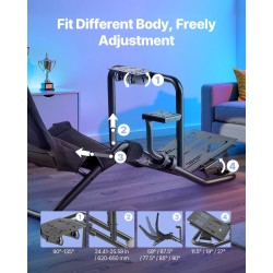 Ajosimulaattorin hiiliteräsrunkoinen ohjaus ja poljinjalusta musta 180 kg yhteensopiva suosittujen rattien kanssa