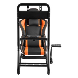 Ajosimulaattorin teräsrunkoinen rattiteline PVC istuimella ja irrotettavalla näyttötelineellä sopii 60 tuuman näytölle