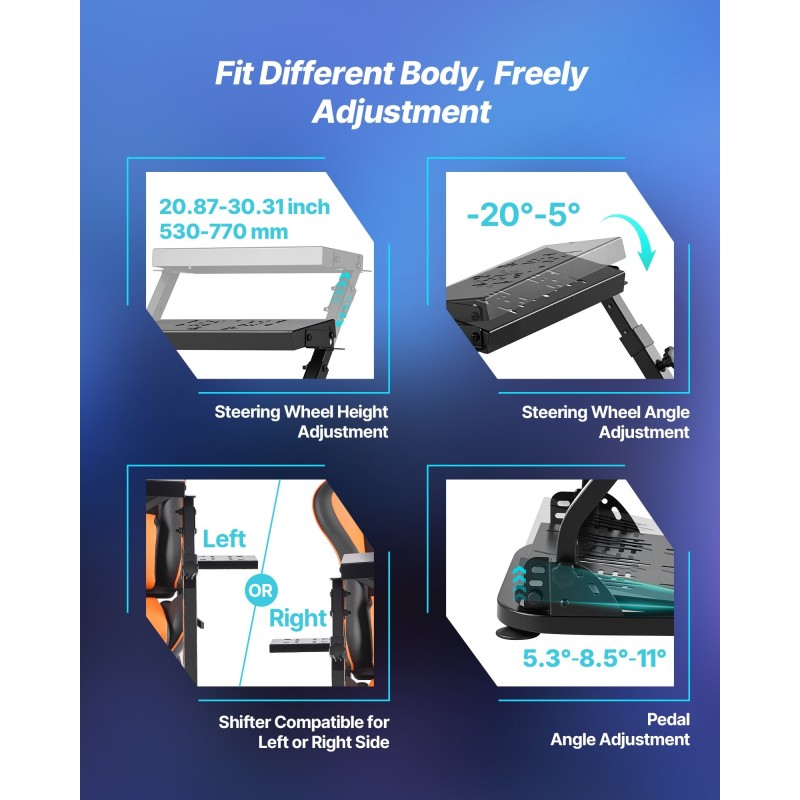 Rattiteline ja istuin Q235A-teräsrunko PVC-istuimella säädettävä taitettava yhteensopiva Logitech- ja Thrustmaster-ratteihin