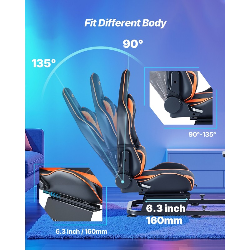 Rattiteline ja istuin Q235A-teräsrunko PVC-istuimella säädettävä taitettava yhteensopiva Logitech- ja Thrustmaster-ratteihin