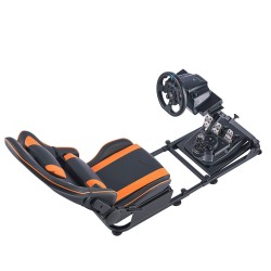Rattiteline ja istuin Q235A-teräsrunko PVC-istuimella säädettävä taitettava yhteensopiva Logitech- ja Thrustmaster-ratteihin