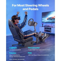 Ajosimulaattorin rattiteline istuimella Q235A-teräsrunko mattamusta yhteensopiva pelirattien ja polkimien kanssa