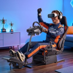 Ajosimulaattorin rattiteline istuimella Q235A-teräsrunko mattamusta yhteensopiva pelirattien ja polkimien kanssa