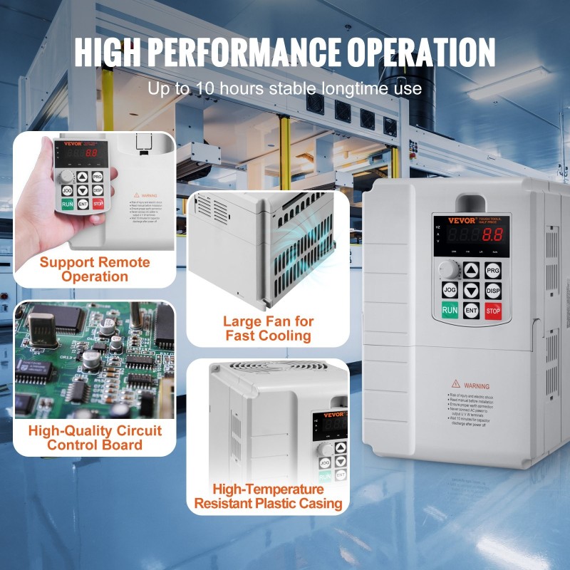 Taajuusmuuttaja 7,5 kW 34A 3-vaihemoottorille 0–400 Hz