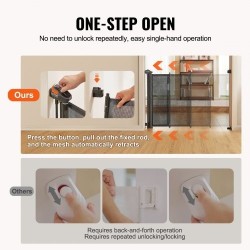 Verkollinen sisäänvedettävä turvaportti 86,9cm korkea 195,1cm leveä musta lapsille ja lemmikeille