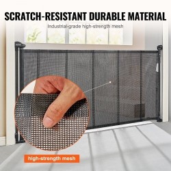 Verkollinen sisäänvedettävä turvaportti 86,9cm korkea 195,1cm leveä musta lapsille ja lemmikeille