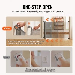 Vedettävä verkkoinen turvaportti korkeus 86,9 cm leveys jopa 152,4 cm harmaa sisäkäyttöön