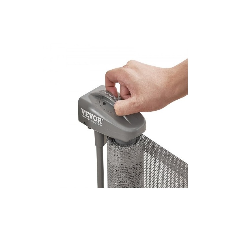 Vedettävä verkkoinen turvaportti korkeus 86,9 cm leveys jopa 152,4 cm harmaa sisäkäyttöön