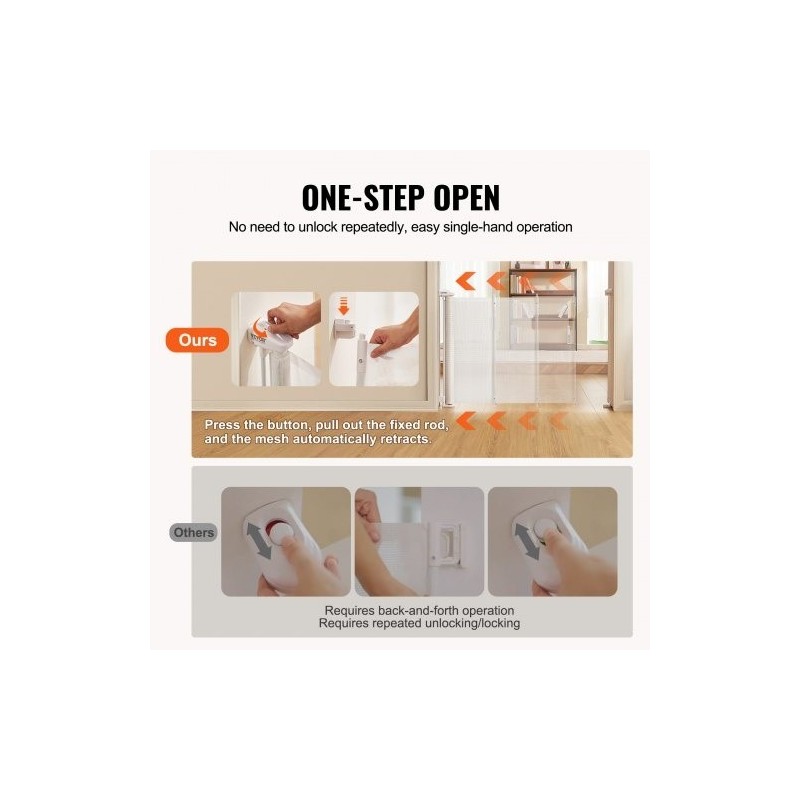 Sisäänvedettävä verkkoportti lapsille ja lemmikeille 87 senttimetriä korkea jopa 295 senttimetriä leveä