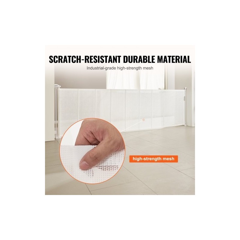 Sisäänvedettävä verkkoportti lapsille ja lemmikeille 87 senttimetriä korkea jopa 295 senttimetriä leveä