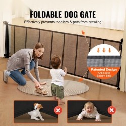 Rullautuva verkkoportti korkeus 87 cm ulottuu 295 cm musta lapsille ja lemmikeille