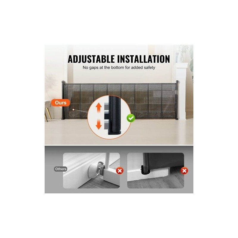 Rullautuva verkkoportti korkeus 87 cm ulottuu 295 cm musta lapsille ja lemmikeille