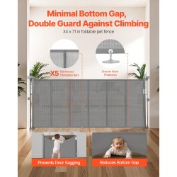 Sisäänvedettävä turvaportti 870 mm korkea enintään 1800 mm leveä verkko ja lasikuiturunko