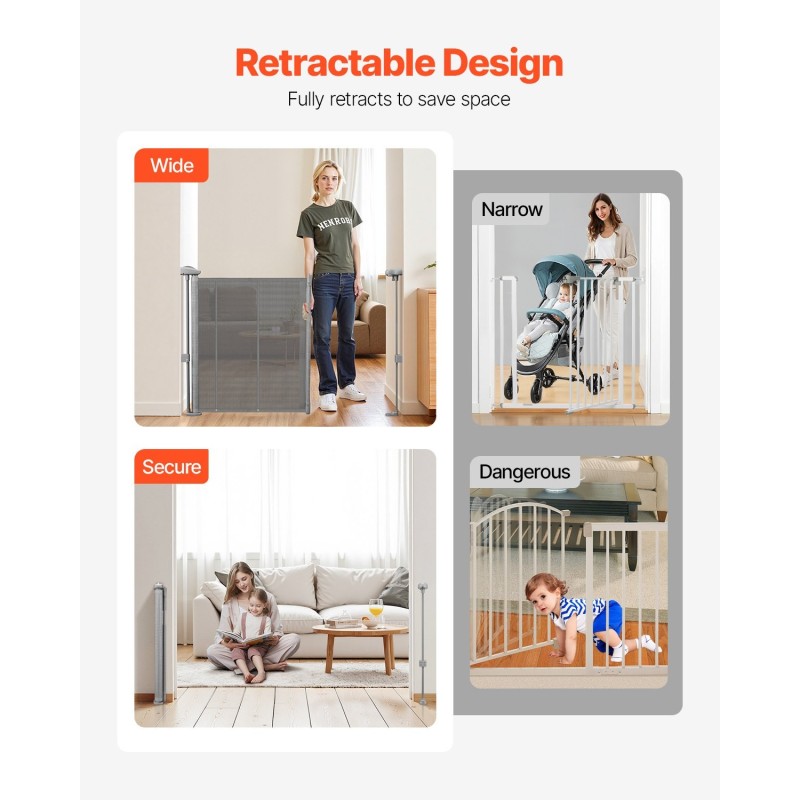 Turvaportti ulosvedettävä 870 mm korkea 1400 mm leveä harmaa verkkopaneeli lasikuiturunko