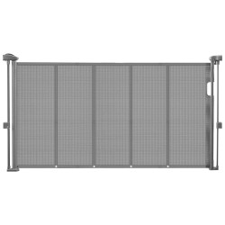 Turvaportti ulosvedettävä 870 mm korkea 1400 mm leveä harmaa verkkopaneeli lasikuiturunko