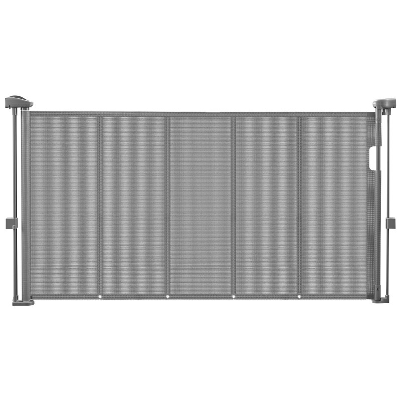 Turvaportti ulosvedettävä 870 mm korkea 1400 mm leveä harmaa verkkopaneeli lasikuiturunko