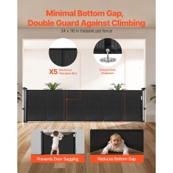 Sisäänvedettävä turvaportti 870 mm korkea 2800 mm leveä verkkokangas lasikuituvahvisteinen runko musta