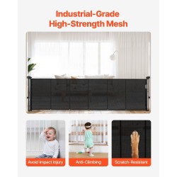 Sisäänvedettävä turvaportti 870 mm korkea 2800 mm leveä verkkokangas lasikuituvahvisteinen runko musta