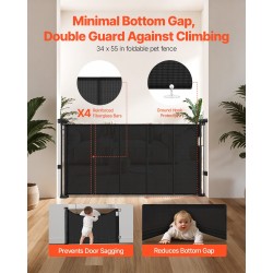 Vedettävä turvaportti verkkomateriaali lasikuiturunko 870 mm korkea 1400 mm leveä musta