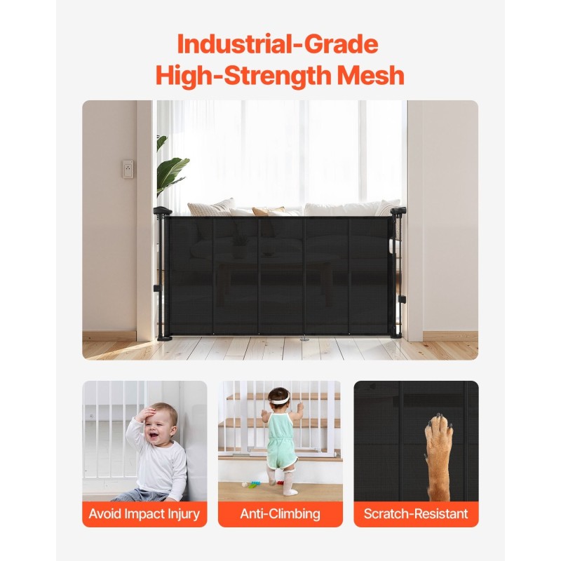 Vedettävä turvaportti verkkomateriaali lasikuiturunko 870 mm korkea 1400 mm leveä musta