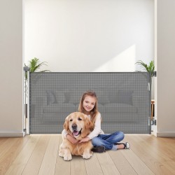 Sisäänvedettävä turvaportti 1850 mm leveä 795 mm korkea verkkokankaalla turvalukolla