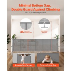 Sisäänvedettävä turvaportti verkkokankaasta vahvistettu lasikuiturunko 870 mm korkea 2800 mm leveä harmaa