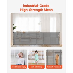 Sisäänvedettävä turvaportti verkkokankaasta vahvistettu lasikuiturunko 870 mm korkea 2800 mm leveä harmaa