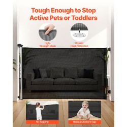 Sisäänvedettävä turvaportti joustava verkkokangas 1450 millimetriä leveä 980 millimetriä korkea musta turvalukolla