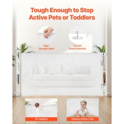 Sisäänvedettävä turvaportti läpinäkyvällä verkolla 1430 mm leveä 795 mm korkea portaille turvalukolla