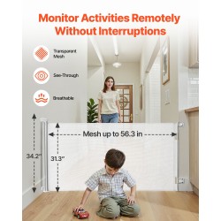 Sisäänvedettävä turvaportti läpinäkyvällä verkolla 1430 mm leveä 795 mm korkea portaille turvalukolla