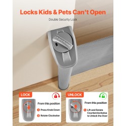 Sisäänvedettävä turvaportti läpinäkyvällä verkkokankaalla 1430 mm leveä 795 mm korkea turvalukko harmaa