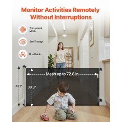 Sisäänvedettävä turvaportti läpinäkyvä pehmeä verkko leveys 1850 millimetriä korkeus 980 millimetriä turvalukolla