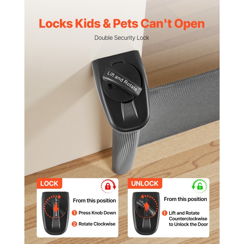 Sisäänvedettävä turvaportti läpinäkyvä pehmeä verkko leveys 1850 millimetriä korkeus 980 millimetriä turvalukolla