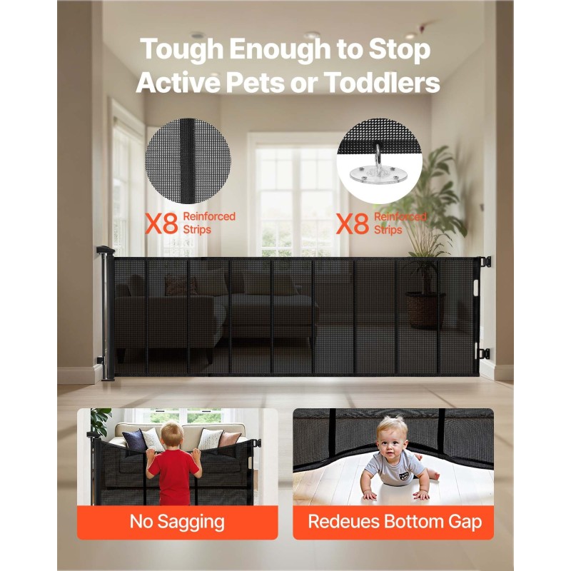 Sisäänvedettävä turvaportti 4150 mm leveä 990 mm korkea lasikuituvahvisteinen musta verkko