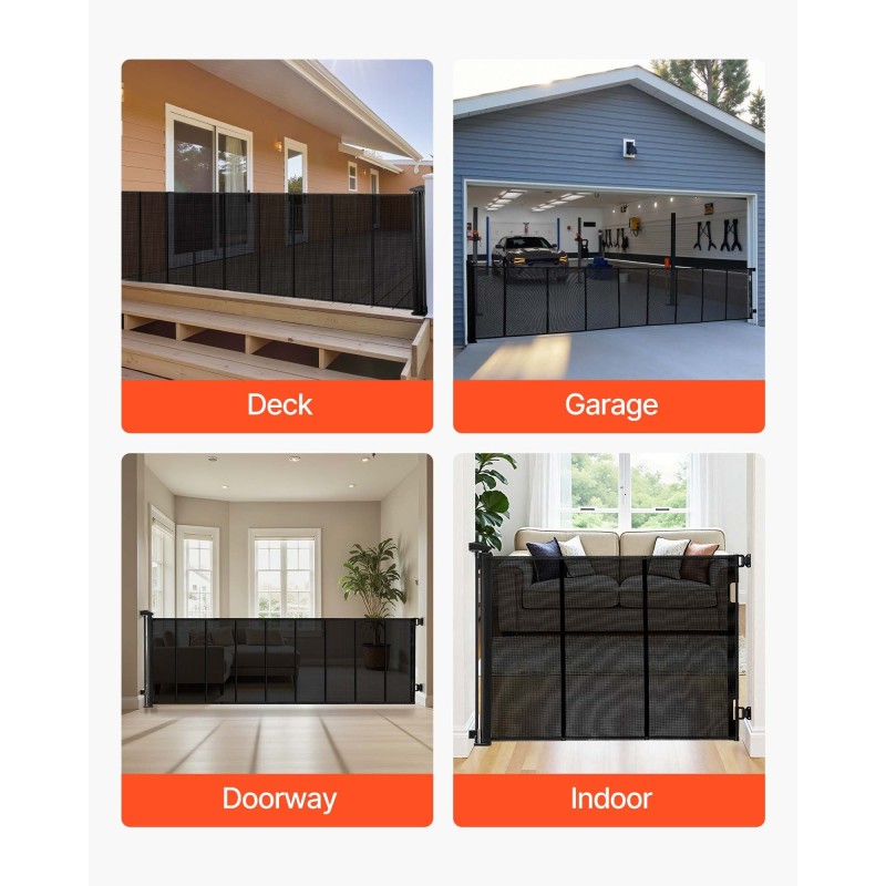 Sisäänvedettävä turvaportti 4150 mm leveä 990 mm korkea lasikuituvahvisteinen musta verkko