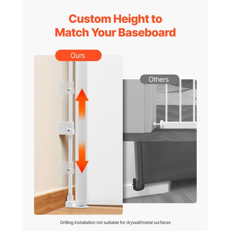 Sisäänvedettävä turvaportti läpinäkyvä verkkokangas 1450 mm leveä 980 mm korkea valkoinen