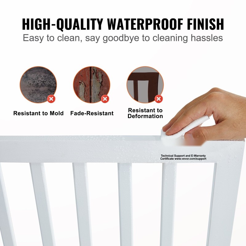 Taitettava koiraportti massiivipuu 4 paneelia 204 cm leveä 61 cm korkea valkoinen