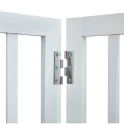 Taitettava koiraportti massiivipuu 4 paneelia 204 cm leveä 61 cm korkea valkoinen