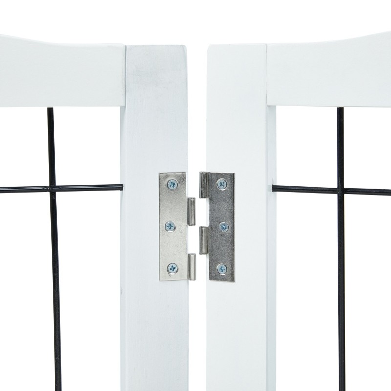 Taittuva puinen lemmikkiportti 4 paneelia 813 mm korkea 2450 mm leveä valkoinen