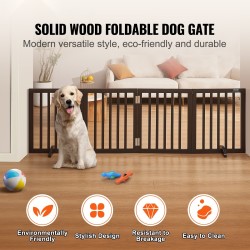 Täyspuinen vapaasti seisova lemmikkiportti taitettava 4 paneelia 2040 mm leveä ruskea