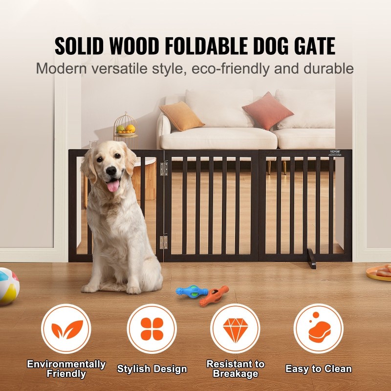 Puinen taittuva kolmipaneelinen koiraportti korkeus kuusiakymmentäyksi senttimetriä leveys sataviisikymmentäkolme senttimetriä