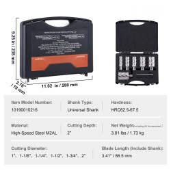 Rengasporasarja M2AL-pikaliukuteräs 6 kpl 2,5–5,1 cm halkaisija magneettiporille yleisvarsi kuljetuslaukulla