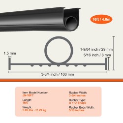 Autotallin oven kuminen alatiiviste 4,8 m U- ja O-muotoinen 9,5 cm leveä