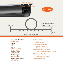 Autotallin oven alatiiviste kumi U ja O profiili 4,8m 100mm esiporattu alumiinikiskokiinnike