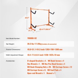 Kajakkiteline teräksinen vapaasti seisova kahdelle säädettävä leveys 1230–1825 mm pehmustetut tukivarret