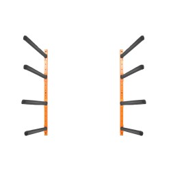 Seinäkiinnitteinen teräksinen kajakkiteline neljälle kajakille säädettävät pehmustetut varret 181 6 kg kantavuus