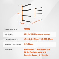 Seinäkiinnitteinen teräksinen kajakkiteline neljälle kajakille säädettävät pehmustetut varret 181,6 kg kantavuus