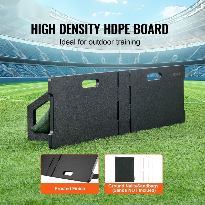 Jalkapallon palautuslevy korkeatiheyksisestä muovista 1150x330 mm taittuva kahdella kulmalla