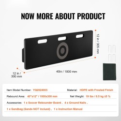 Jalkapallon palautusseinä HDPE 1000x300 mm taitettava säädettävillä kulmilla syöttö ja laukaisuharjoituksiin